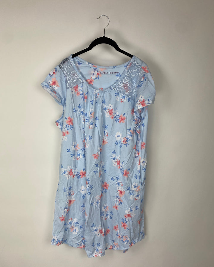 Blue and Pink Floral Nightgown - Extra Large