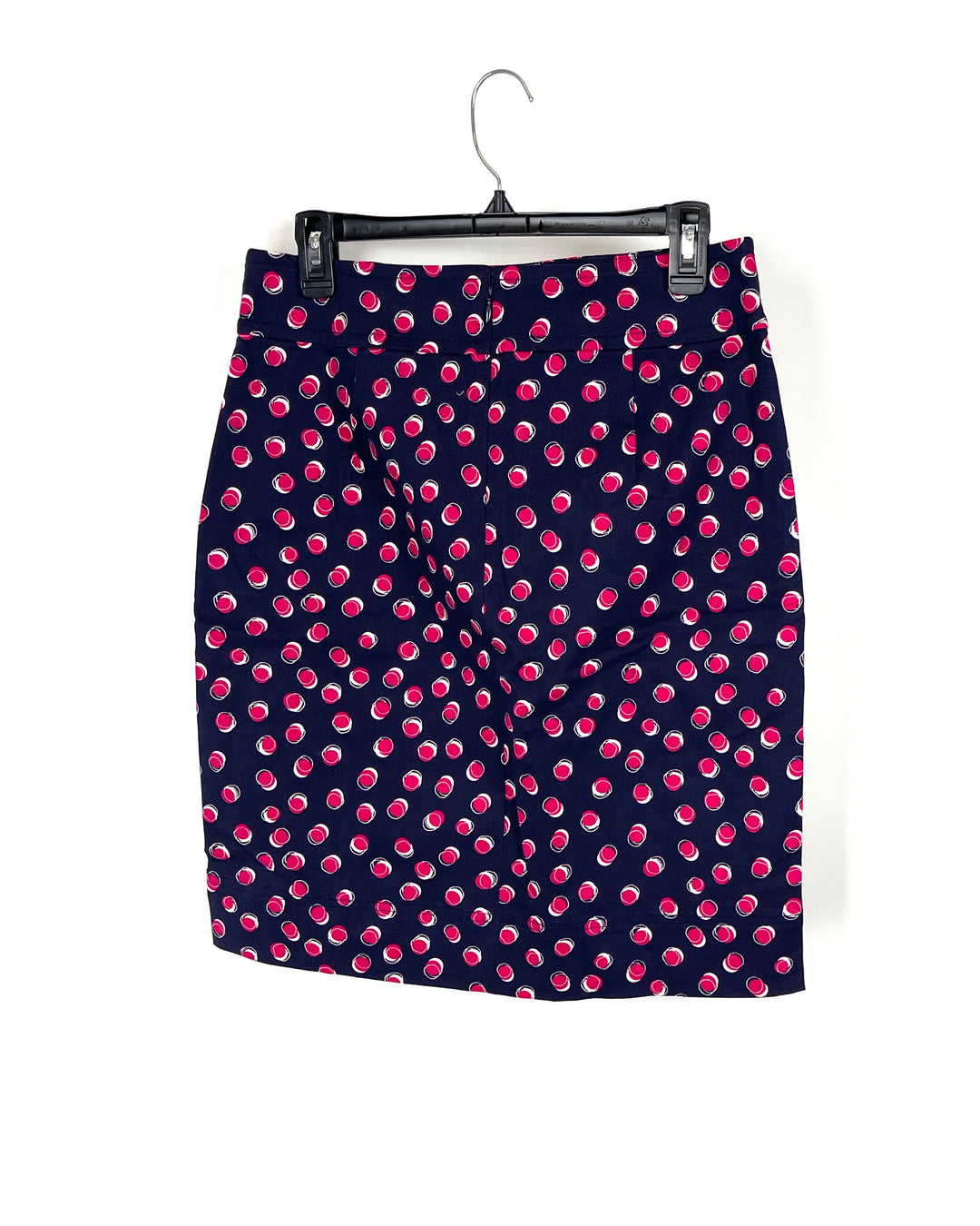 Navy Blue Skirt With Pink Polka Dot Print - Size 4