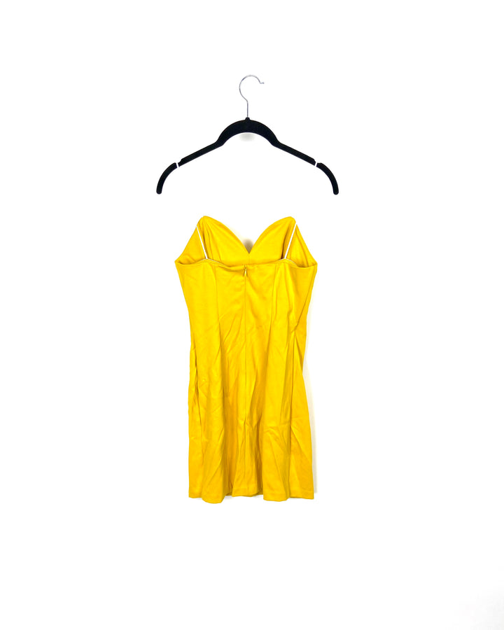 Yellow Strapless Mini Dress - Small