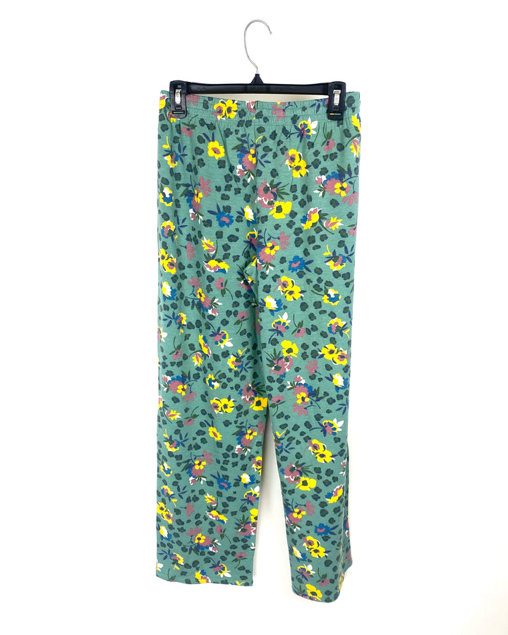 Green Floral Sweatpants - Small