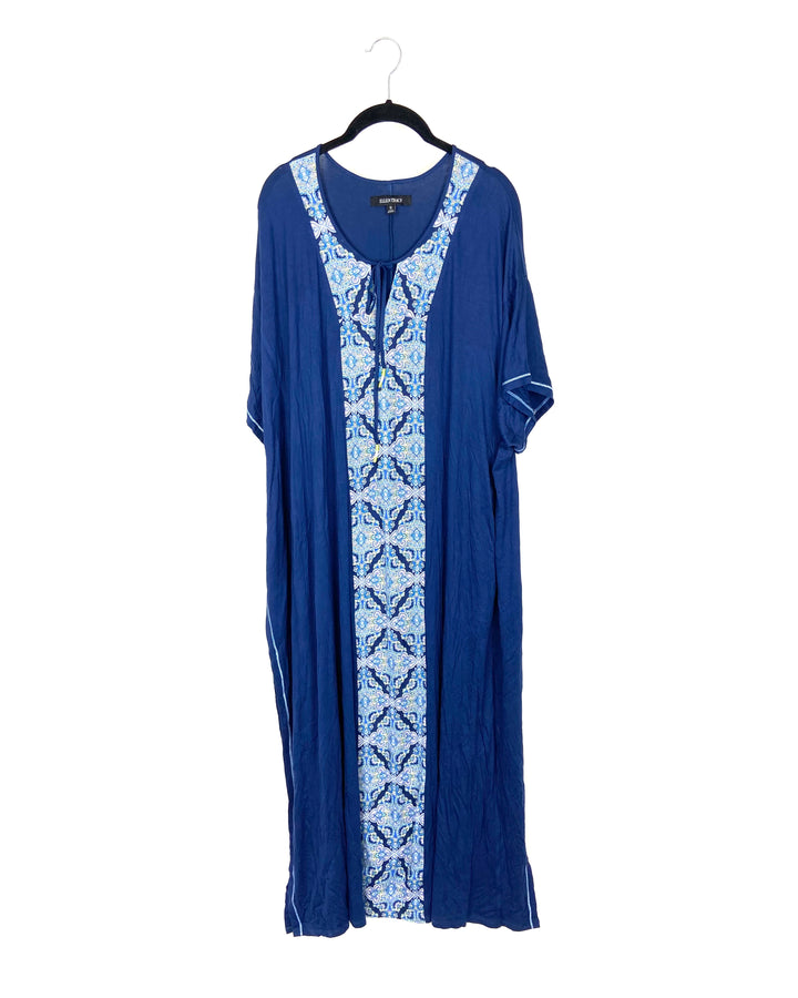 Navy Blue With Abstract Design Caftan - Small/Medium