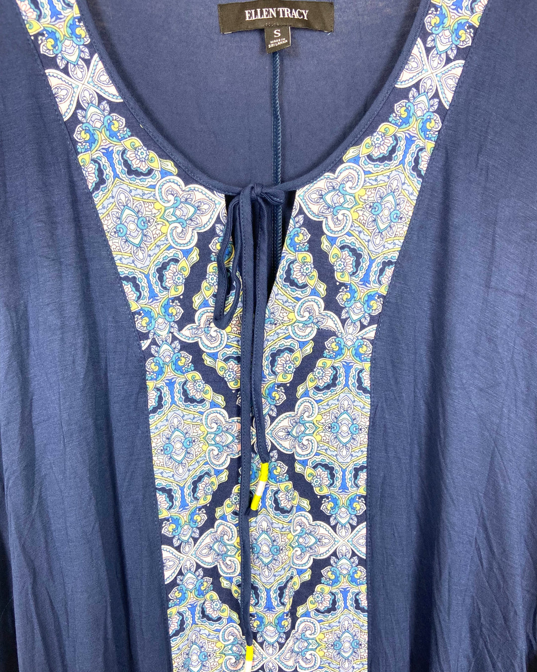Navy Blue With Abstract Design Caftan - Small/Medium