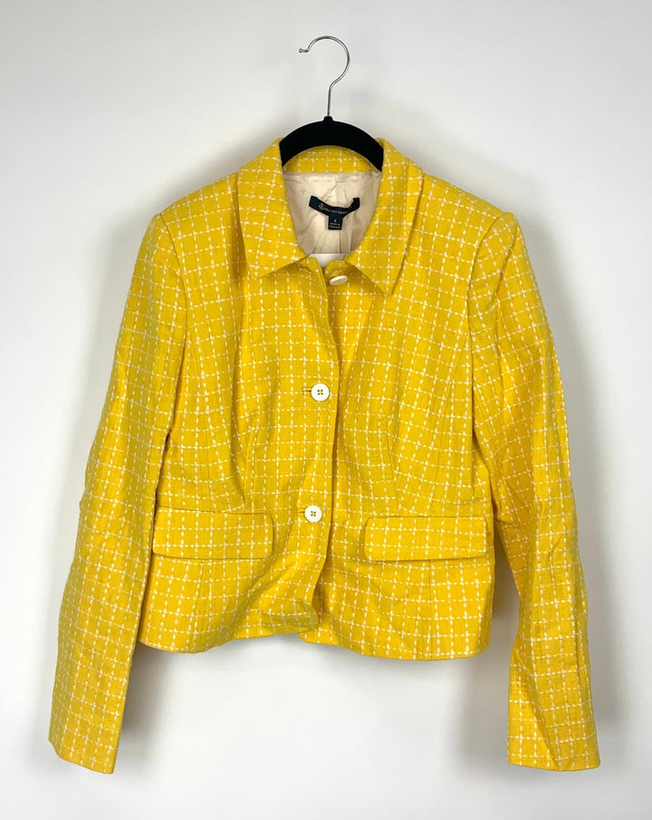 Yellow and White Blazer - Size 4
