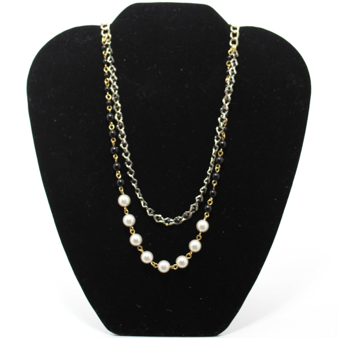 Silver & Gold Chain Pearl Necklace - The Fashion Foundation