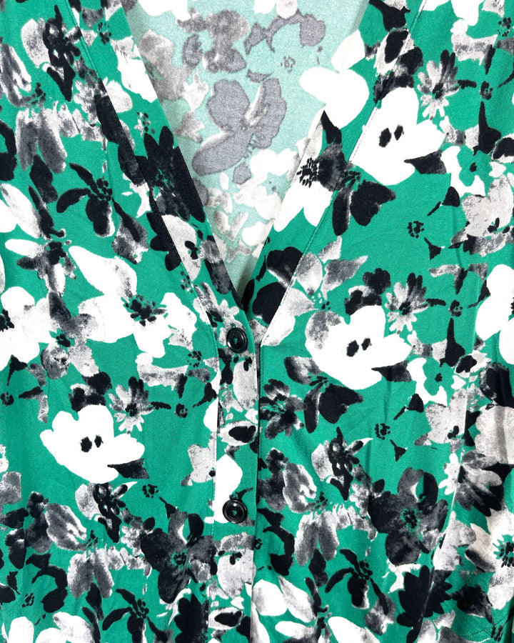 Green Floral Top - Small