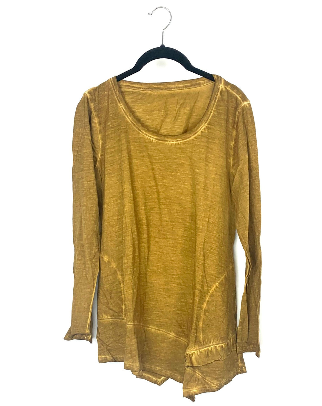 Brown Ruffled Long Sleeve - Small