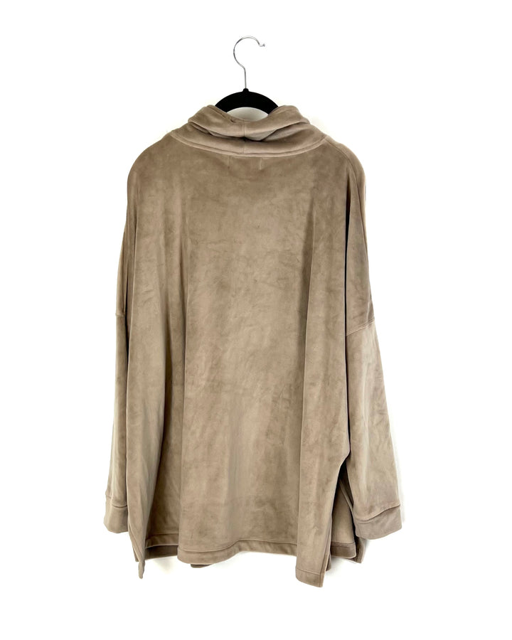 Taupe Fleece Pullover - Small