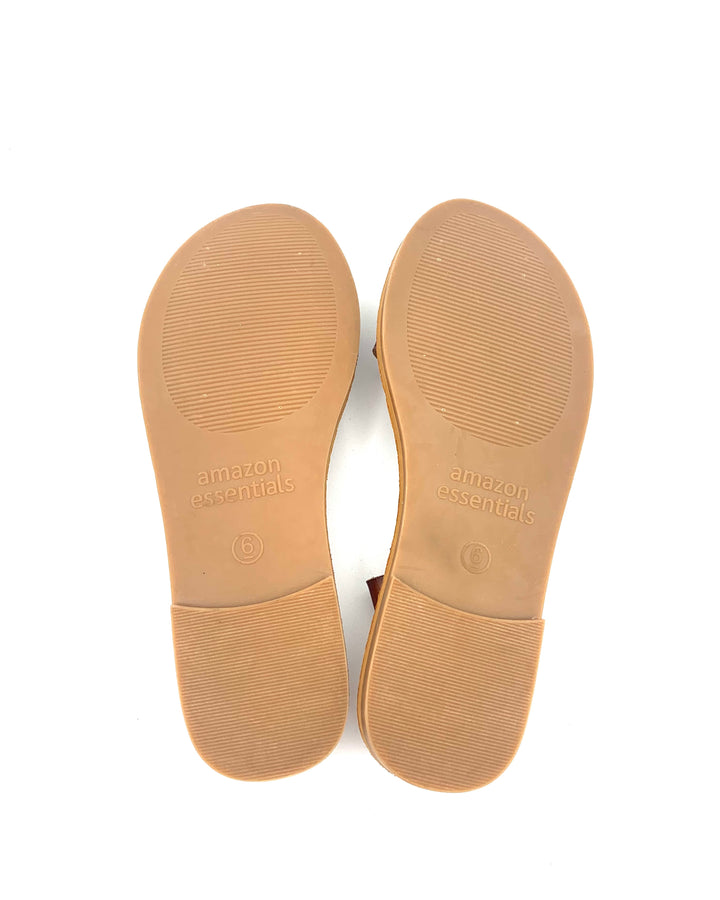 Dark Tan Strap Sandals - Size 6