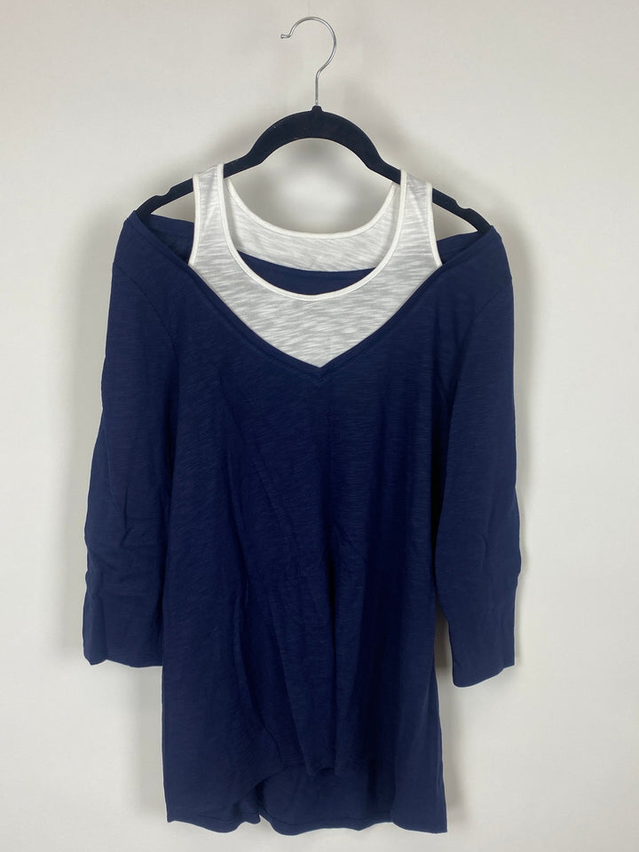 Blue Faux Layered Top - Small/Medium