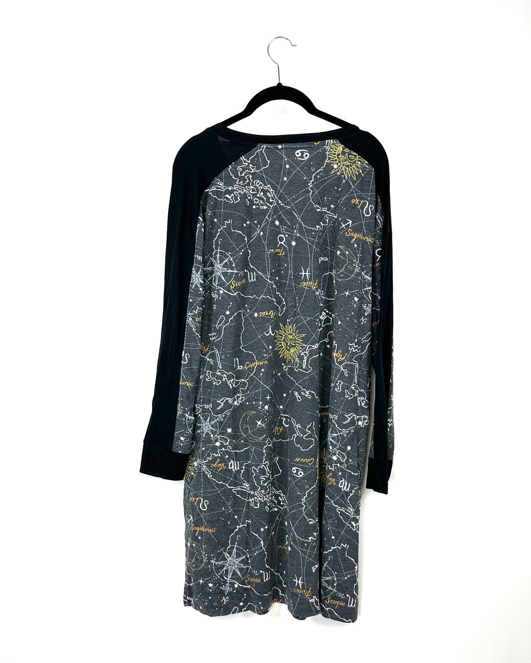 Grey Printed Astrology Nightgown - Medium