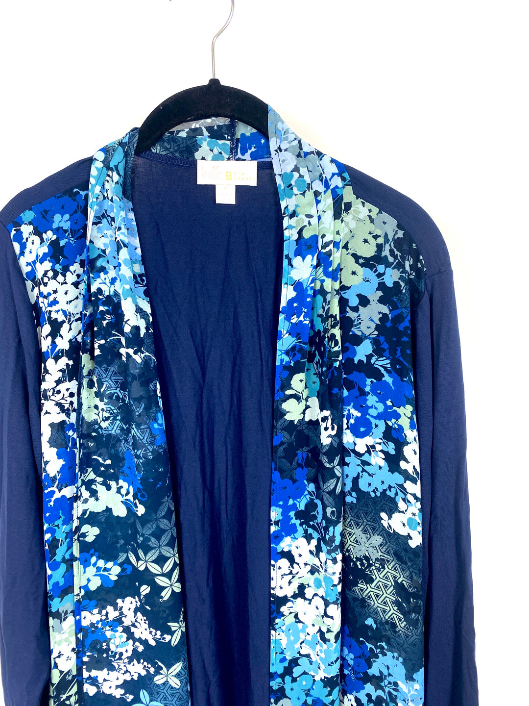 Navy Blue Cardigan with Sheer Blue Accents - Medium/ Large