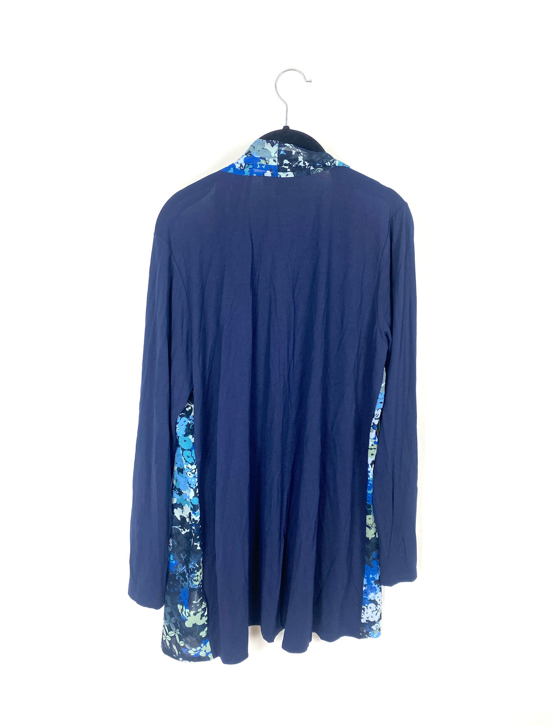 Navy Blue Cardigan with Sheer Blue Accents - Medium/ Large