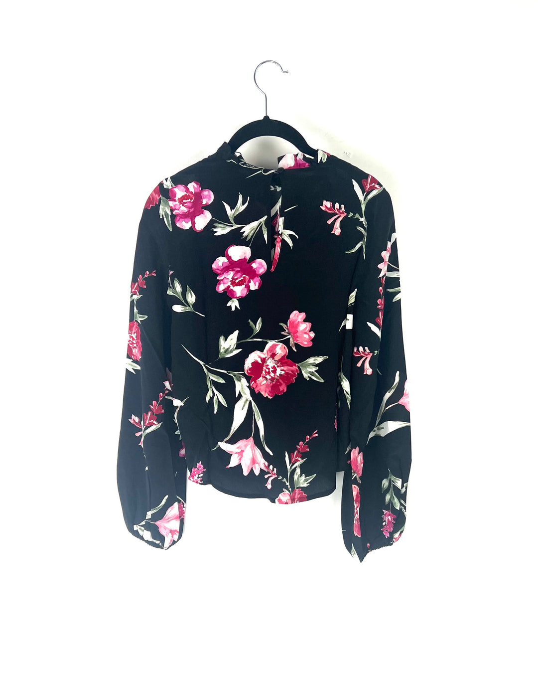 Black Floral Long Sleeve Blouse - Extra Extra Small