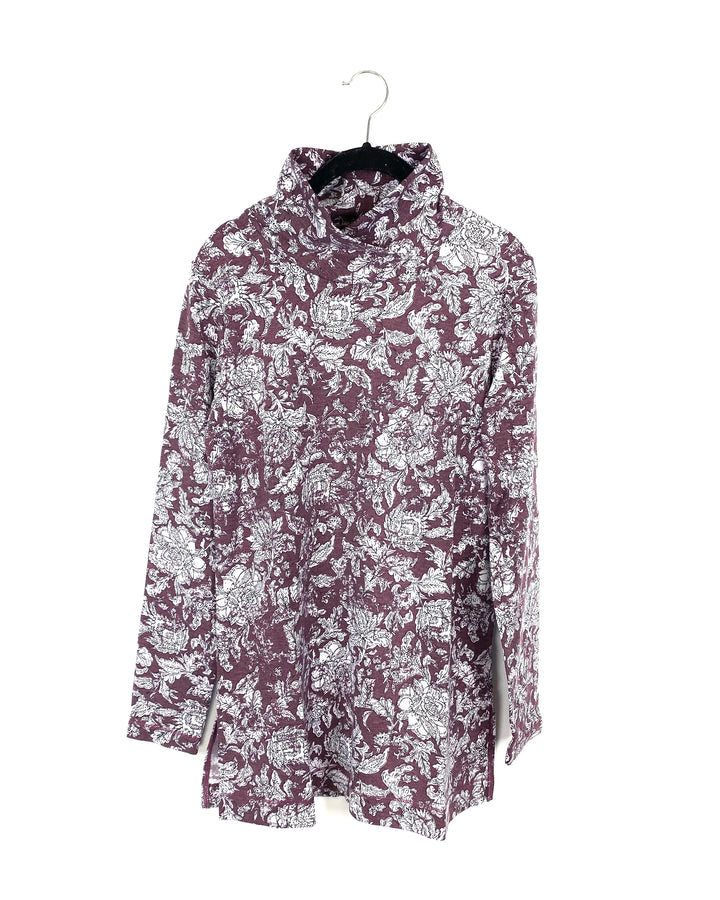 Purple Floral Long Sleeve Top - Extra Small And Small