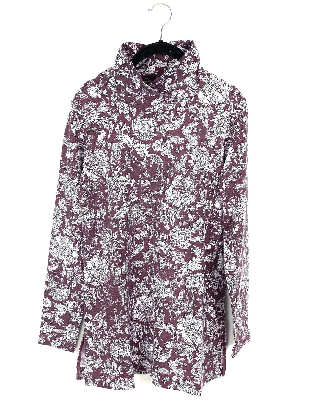 Purple Floral Long Sleeve Top - Extra Small And Small