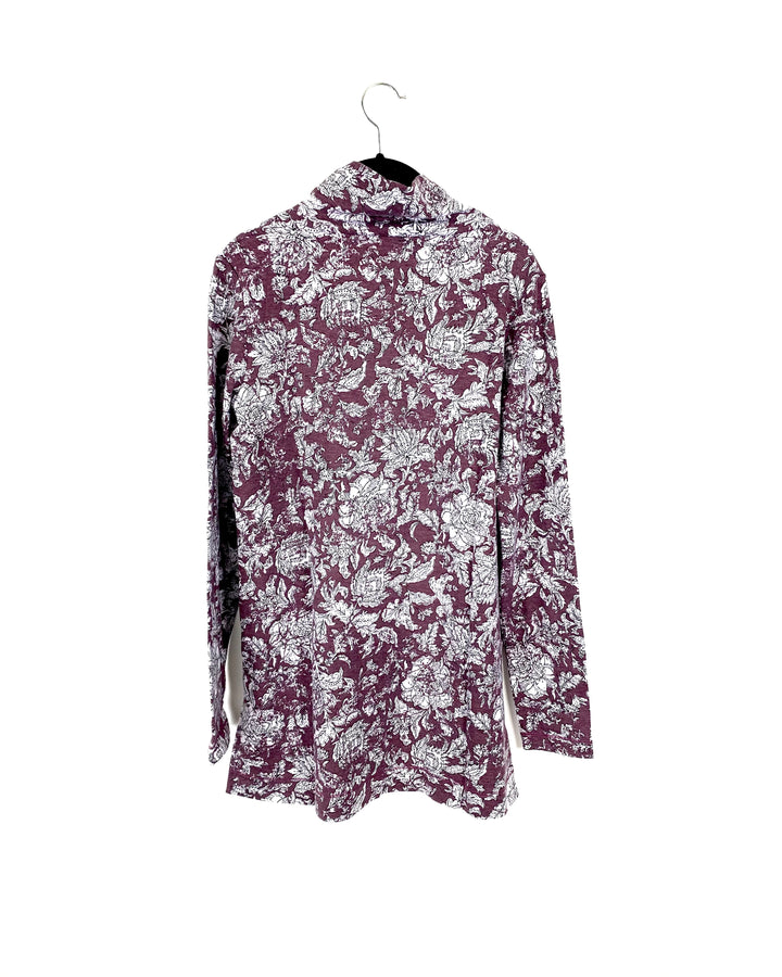 Purple Floral Long Sleeve Top - Extra Small And Small