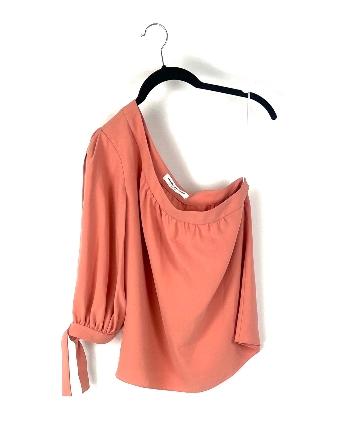 One-Shoulder Cantaloupe Colored Blouse - Size 4-6