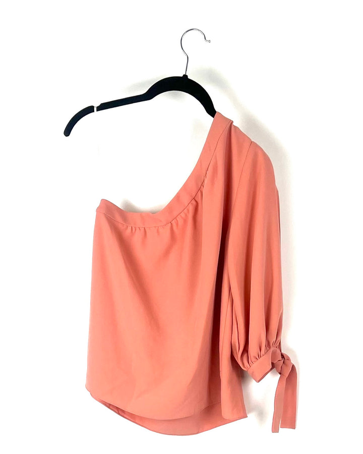 One-Shoulder Cantaloupe Colored Blouse - Size 4-6