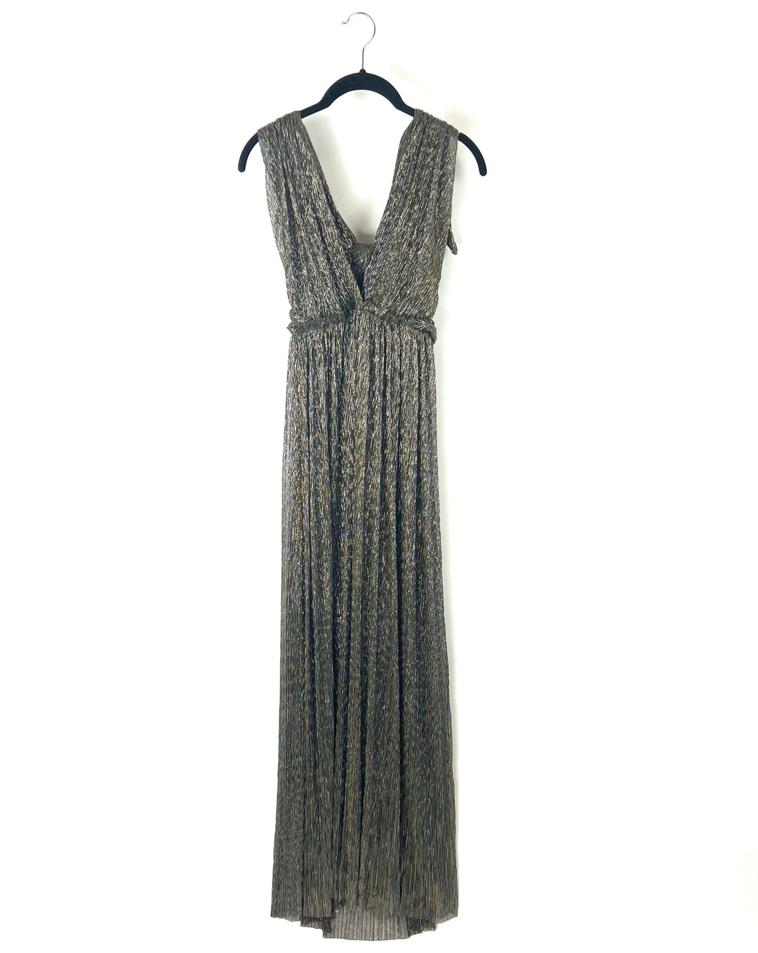 Black Metallic Tie Shoulder Maxi Dress - Size 0/2, 6/8 and 18/20