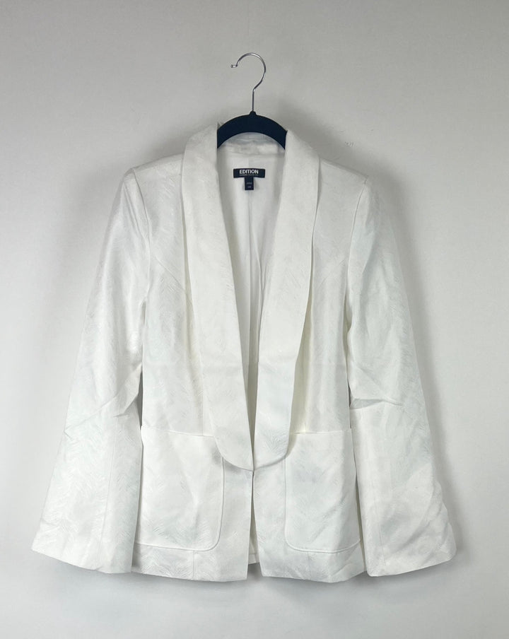 White Patterned Blazer - Size 00-18