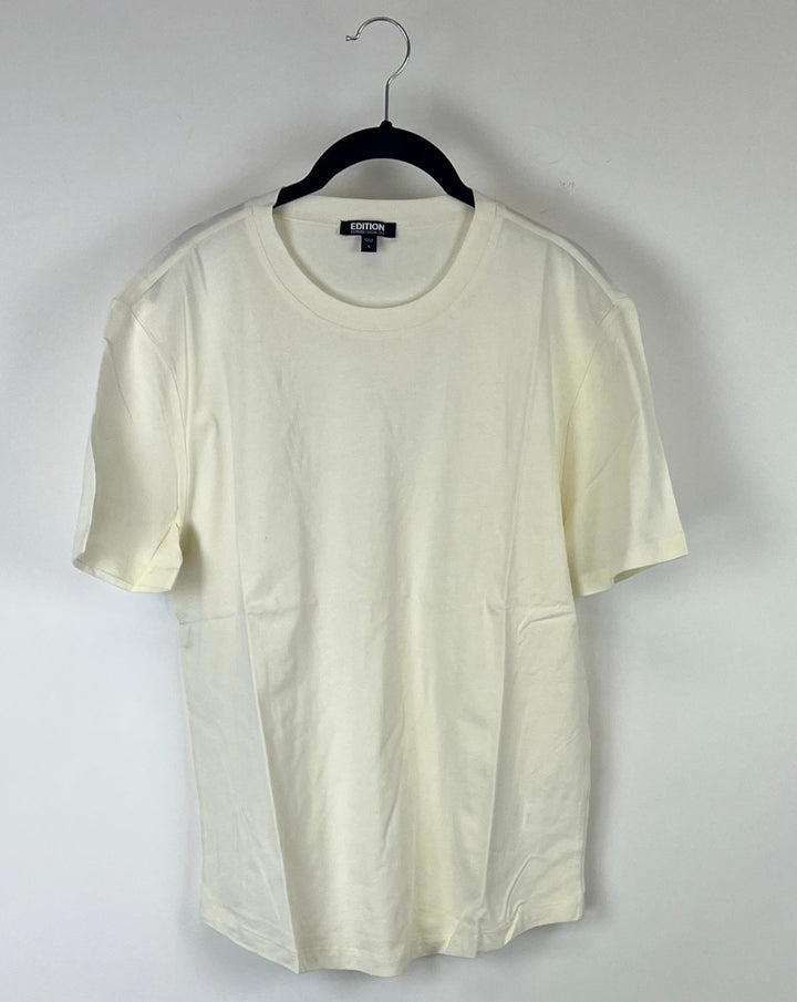 MENS Cream Short Sleeve Shirt - Small