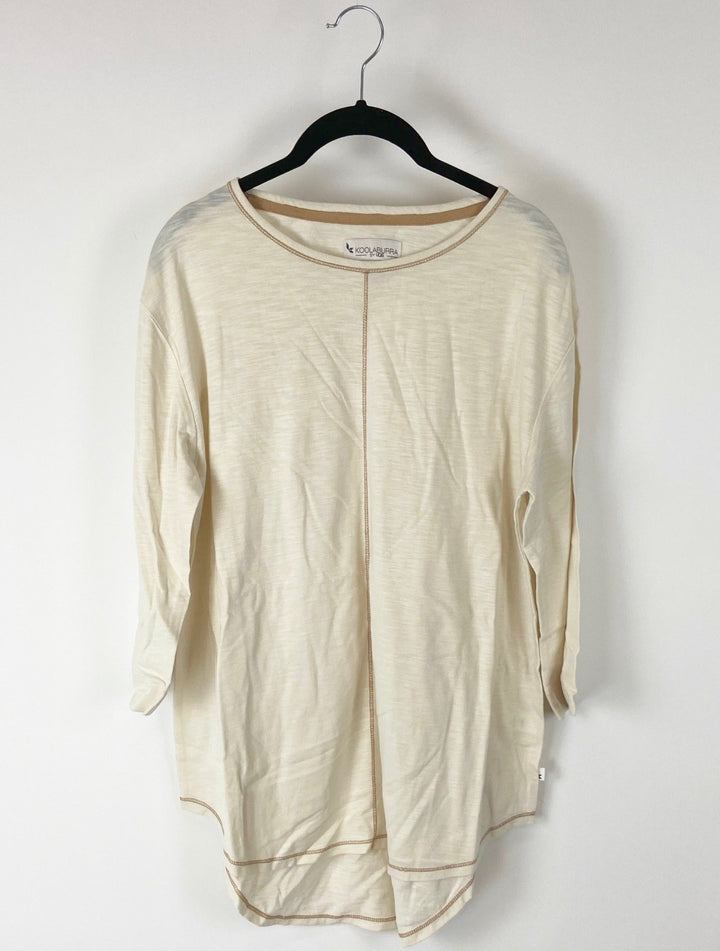 Cream Colored 3/4 Sleeve Shirt - Small & 1X