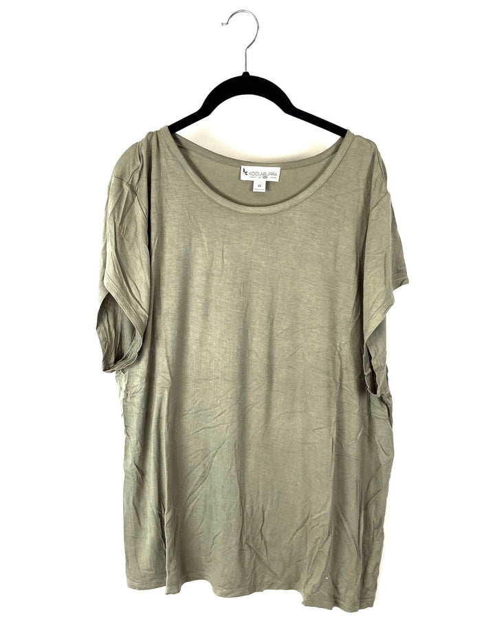 Army Green Short Sleeve Top - 1X