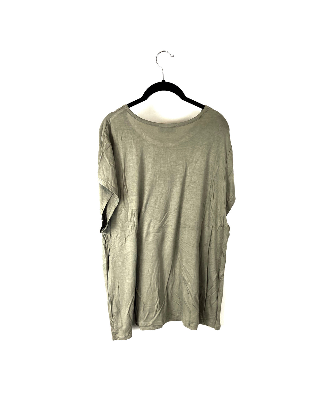Army Green Short Sleeve Top - 1X