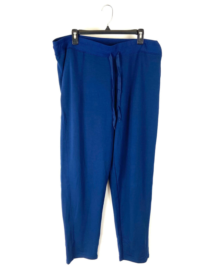 Navy Blue Drawstring Waist Lounge Pants  - 1X
