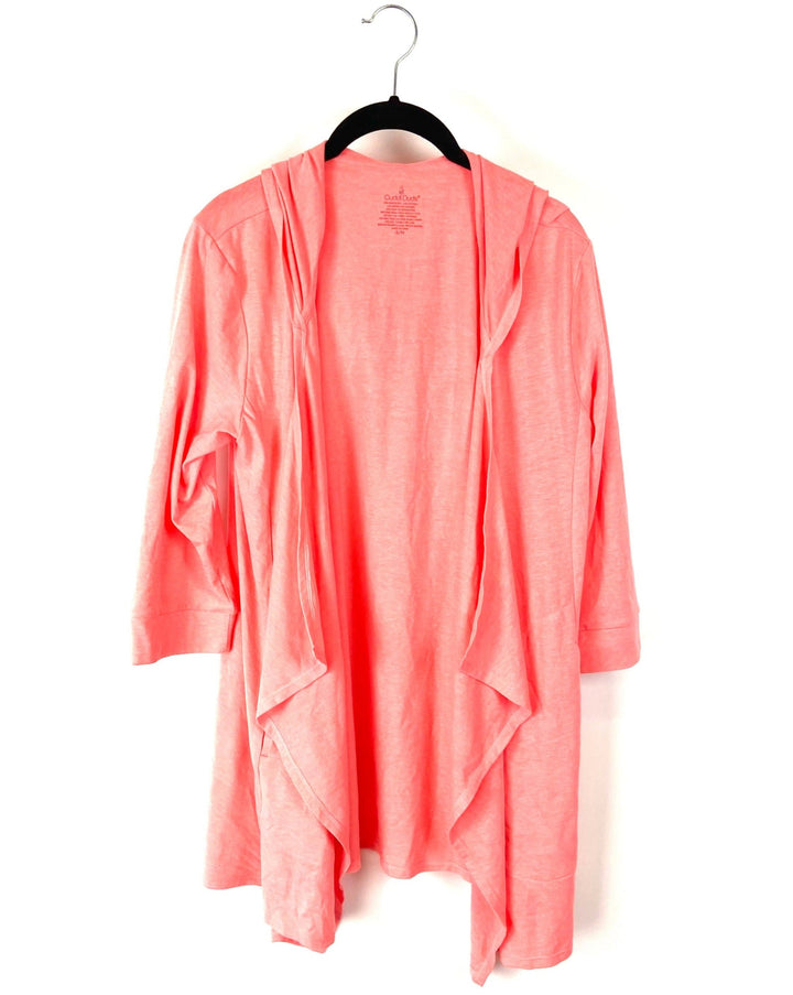 Pink 3/4 Sleeve Hooded Cardigan - Small/Medium