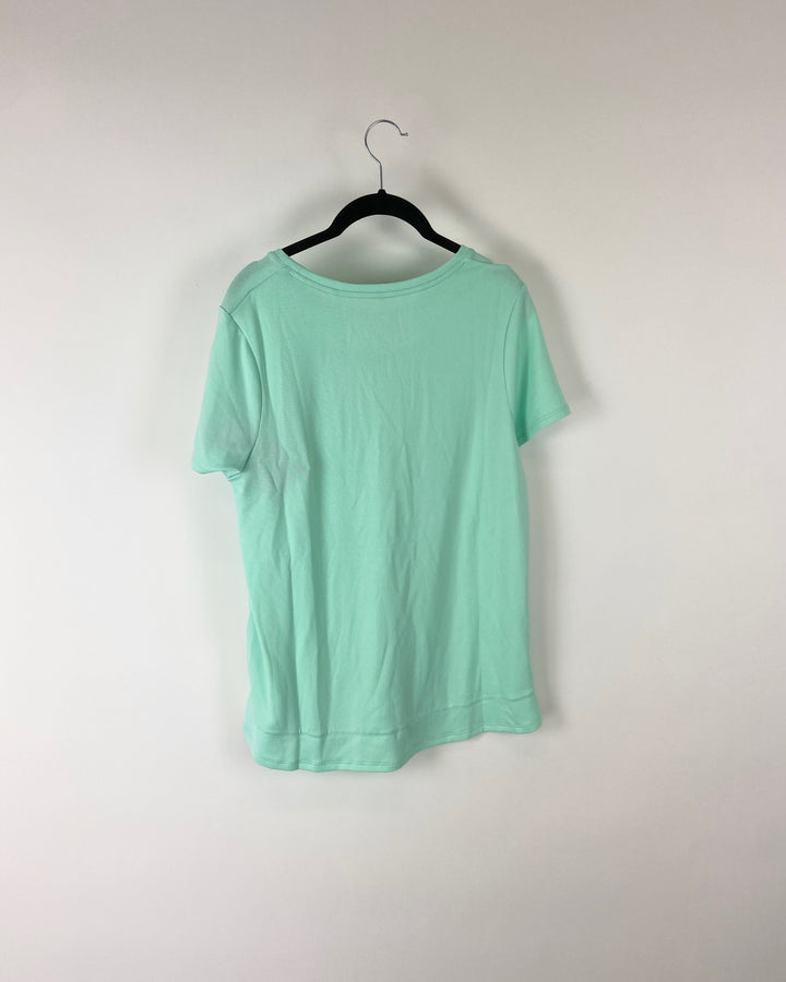 Teal Blue Flowy T-shirt - 1X