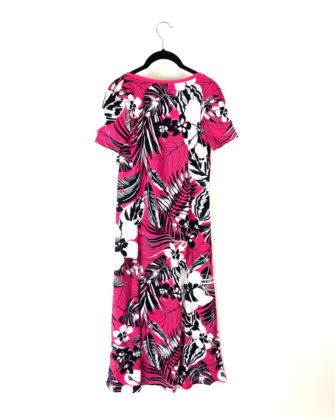 Pink, Black and White Floral Maxi Dress - Medium And 1X