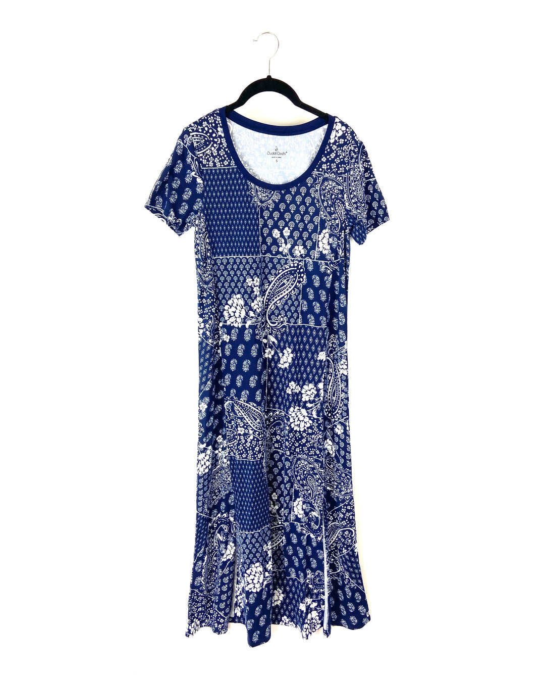 Navy Blue Abstract Print Maxi Dress - Size 6/8