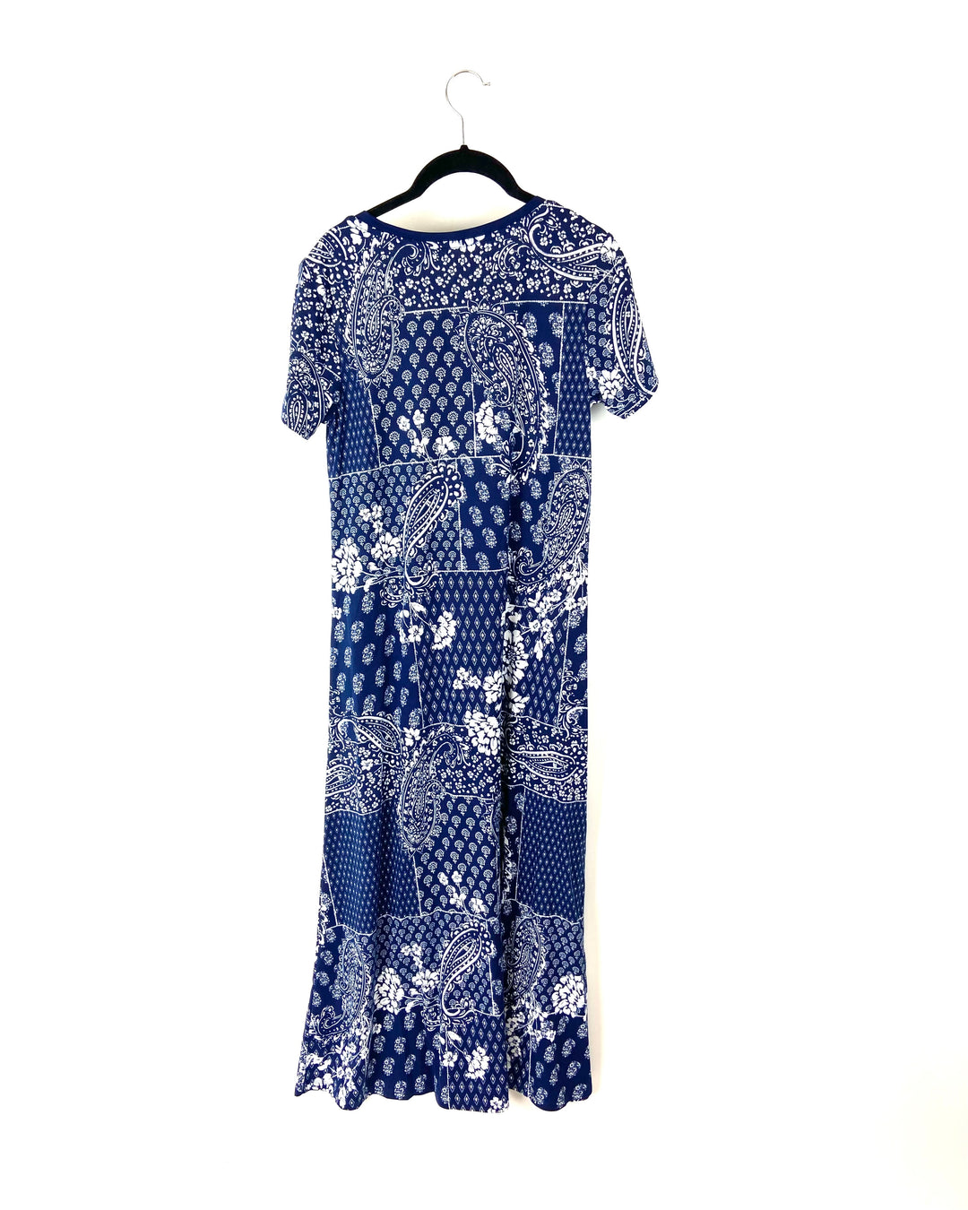 Navy Blue Abstract Print Maxi Dress - Size 6/8