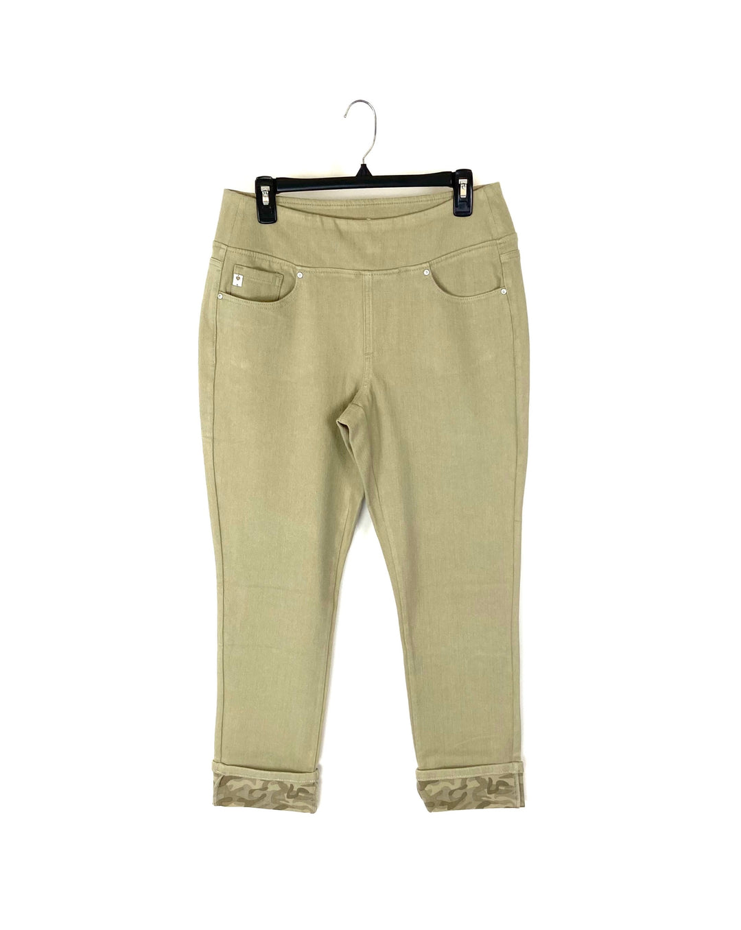 Dark Khaki Camo Print Cuff Pants - Size 12/14