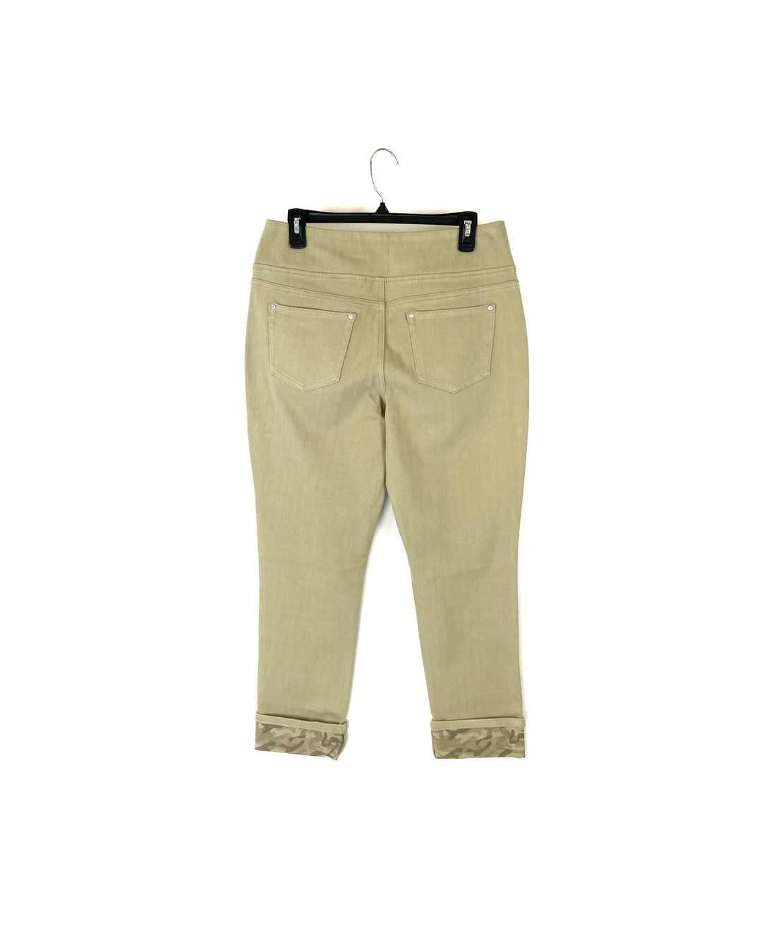 Dark Khaki Camo Print Cuff Pants - Size 12/14