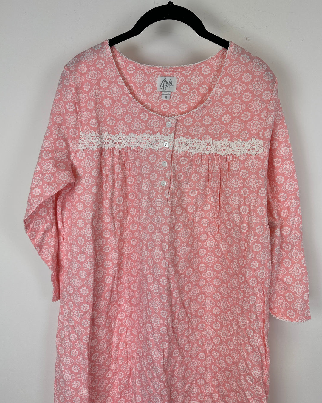Coral And White Sleep Dress - Medium