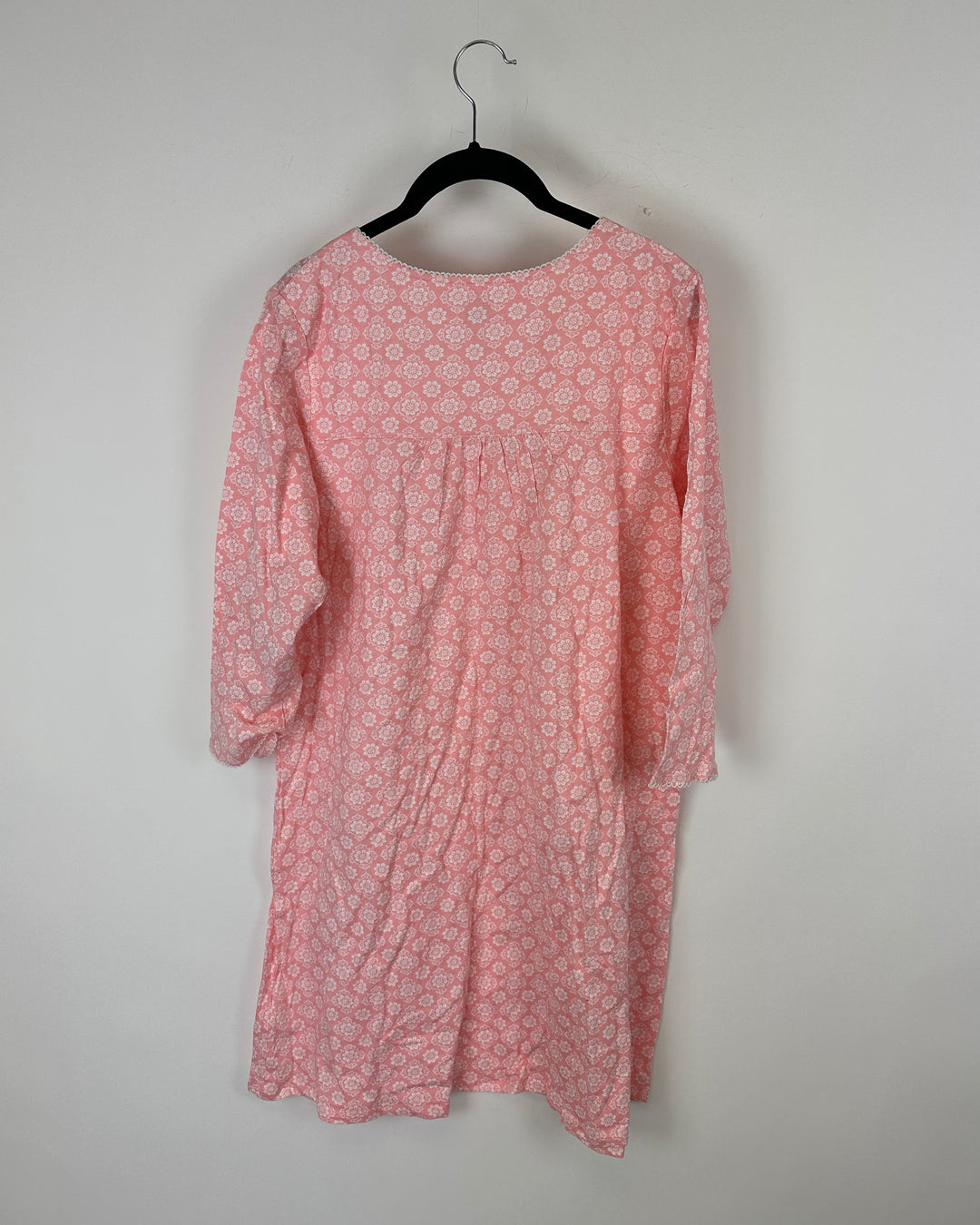 Coral And White Sleep Dress - Medium