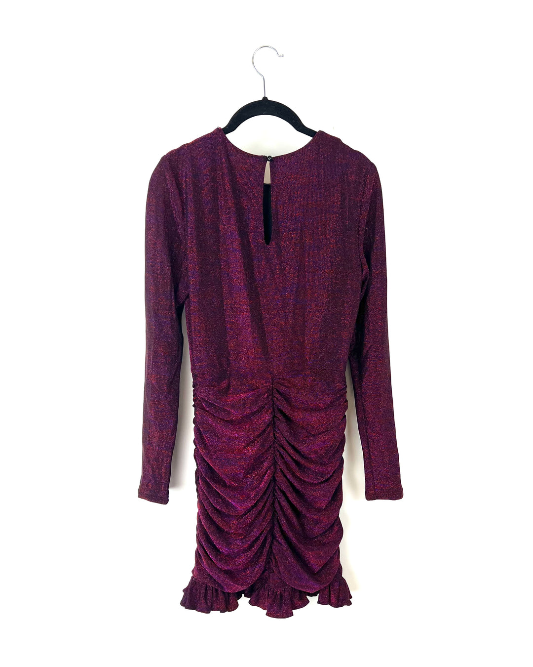 Red And Purple Metallic Long Sleeve Mini Dress - Small