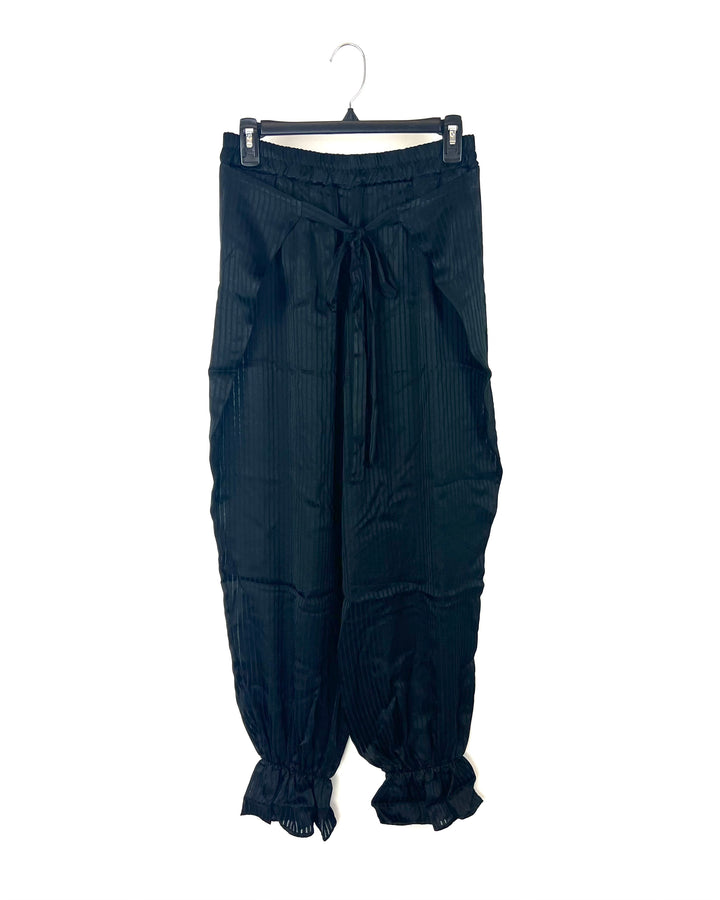 Black Striped Sheer Pants - Size 0-6