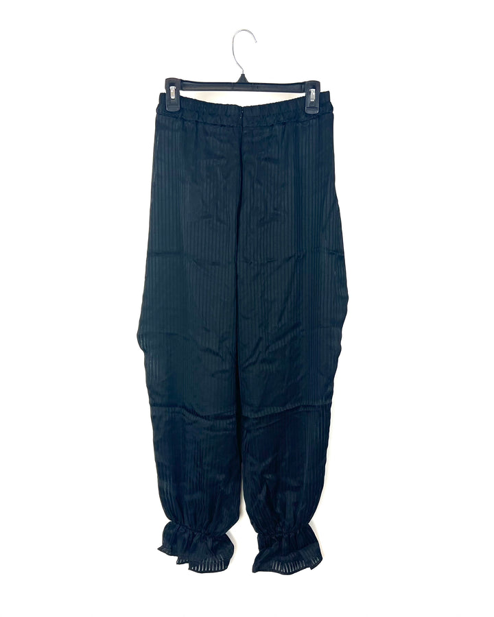 Black Striped Sheer Pants - Size 0-8