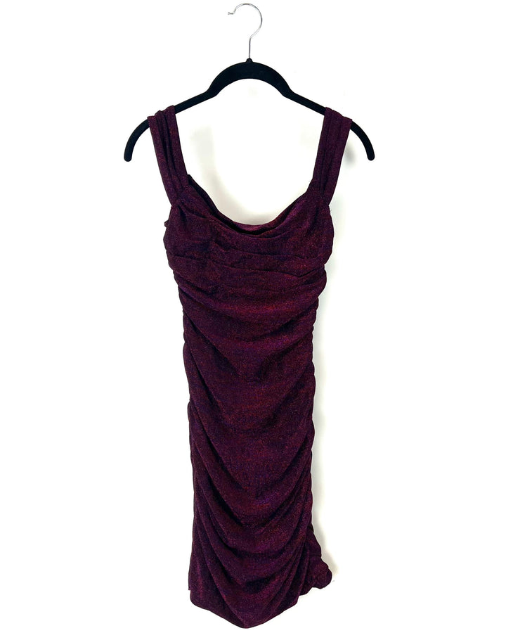 Maroon And Purple Metallic Sleeveless Mini Dress - Small