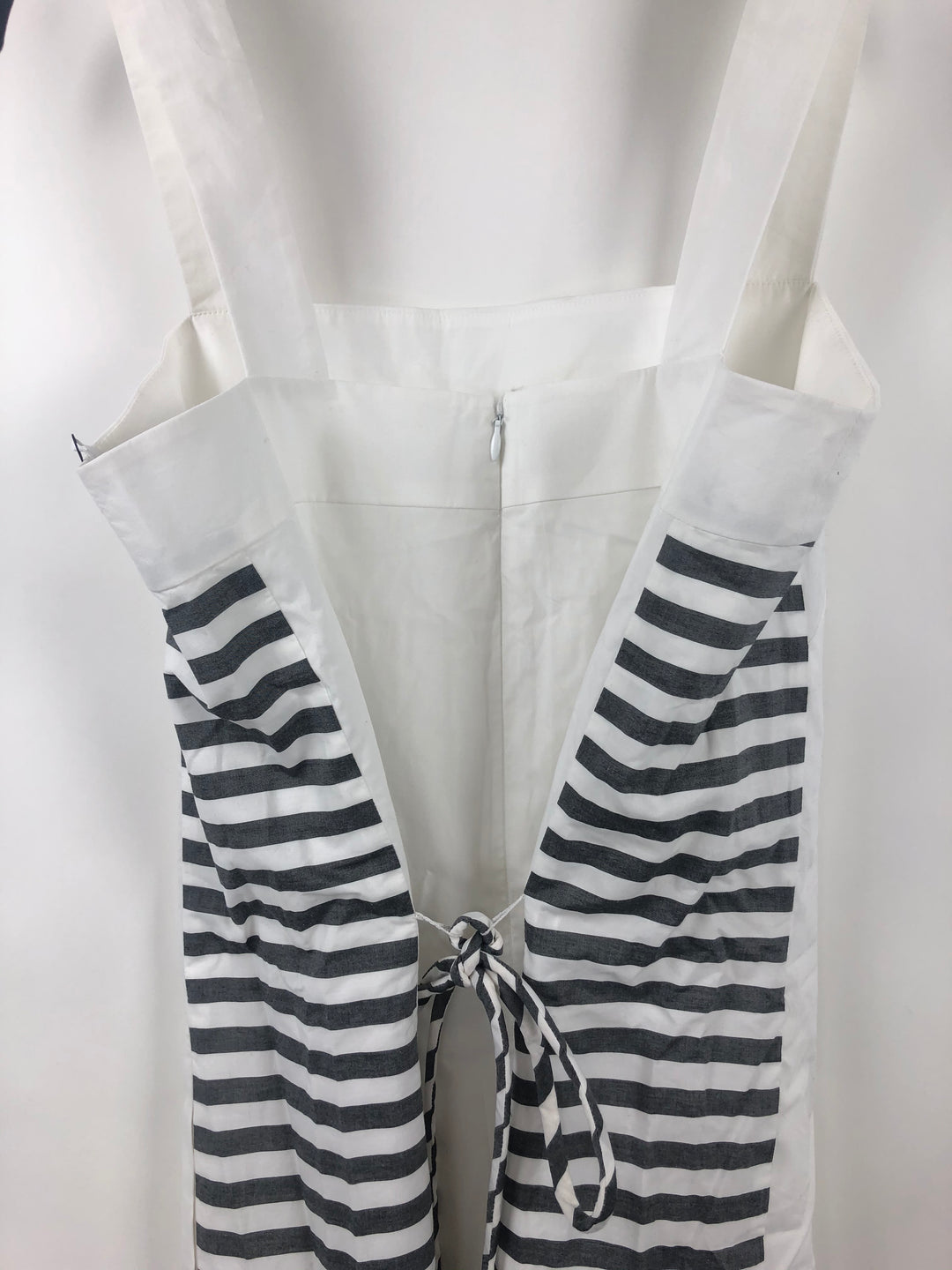 White Dress With Grey Stripes - Small