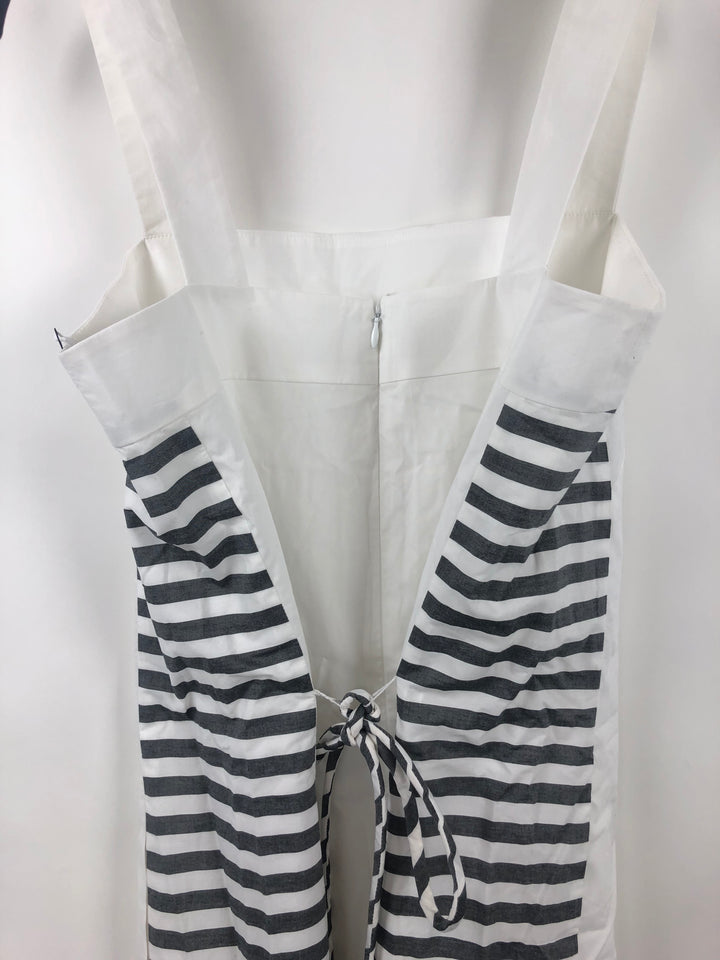 White Dress With Grey Stripes - Small