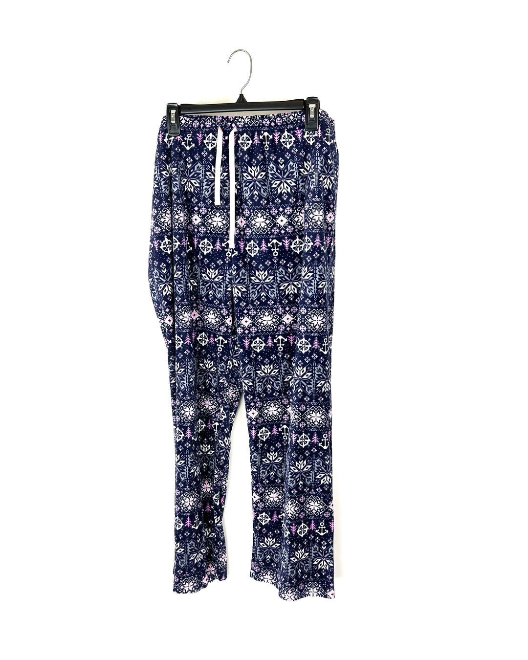 Blue Printed Fleece Pajama Lounge Set - 1x