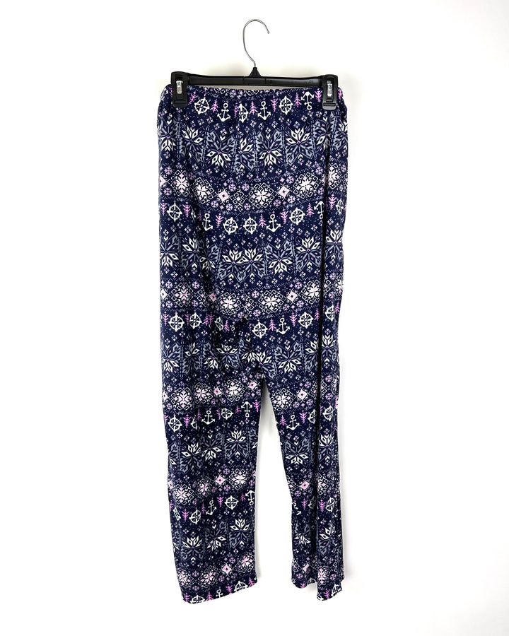 Blue Printed Fleece Pajama Lounge Set - 1x