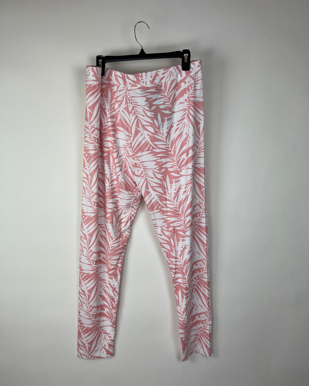 Pink and White Leaf Printed Pants - 1x