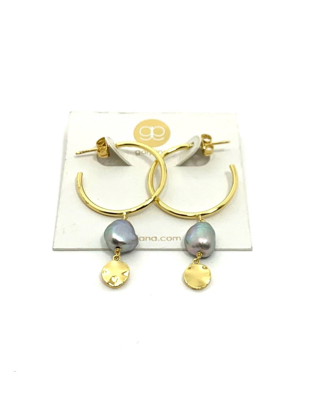 Gold Drop Stone and Charm Hoops