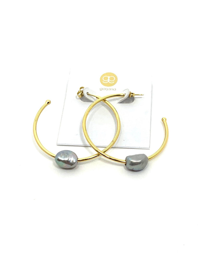 Gold Stone Hoops