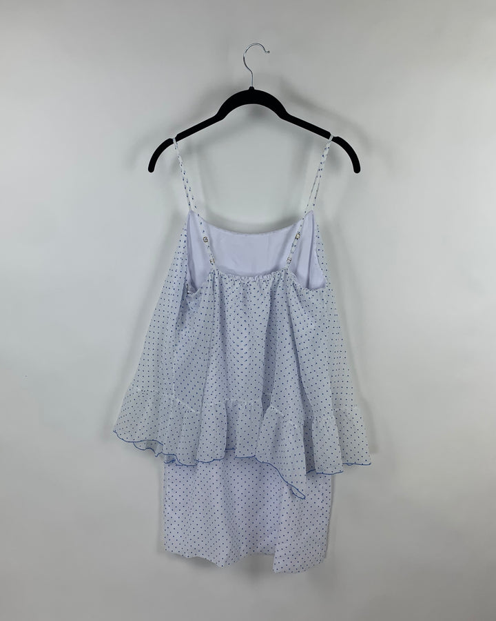 White Dress with Blue Polka Dots- Small